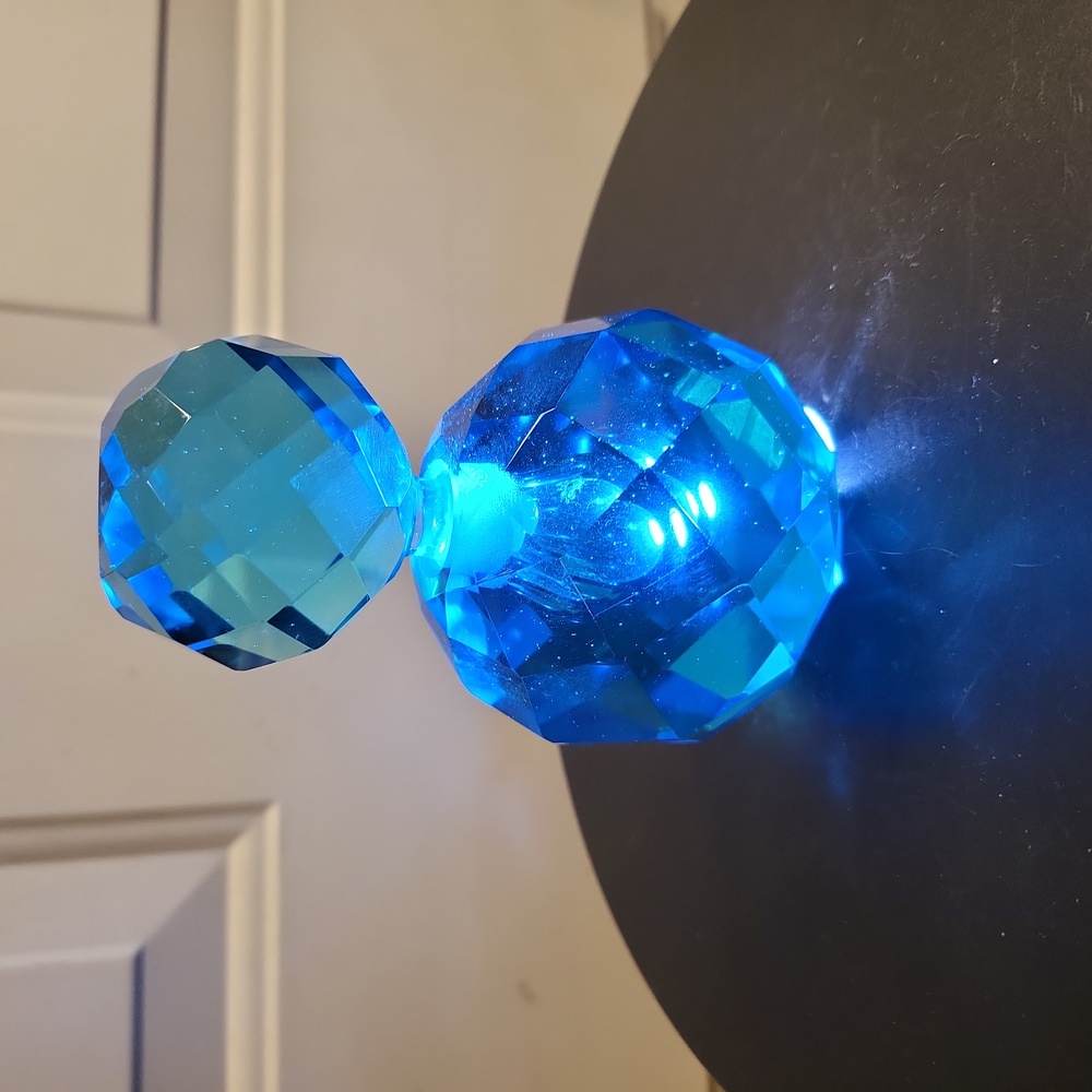 Vintage Blue Faceted Crystal Glass Perfume Bottle